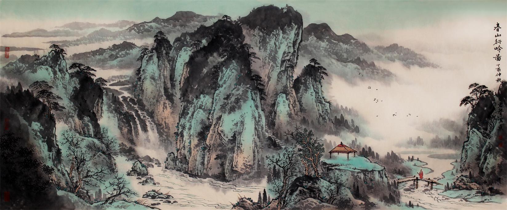 春山行吟图 