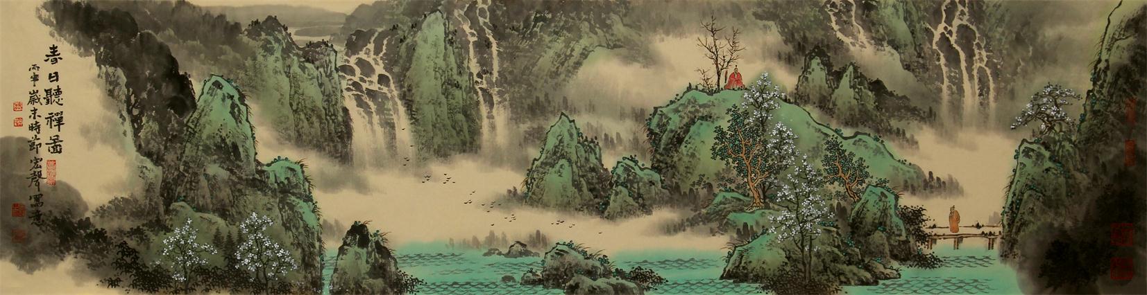 春日听禅图